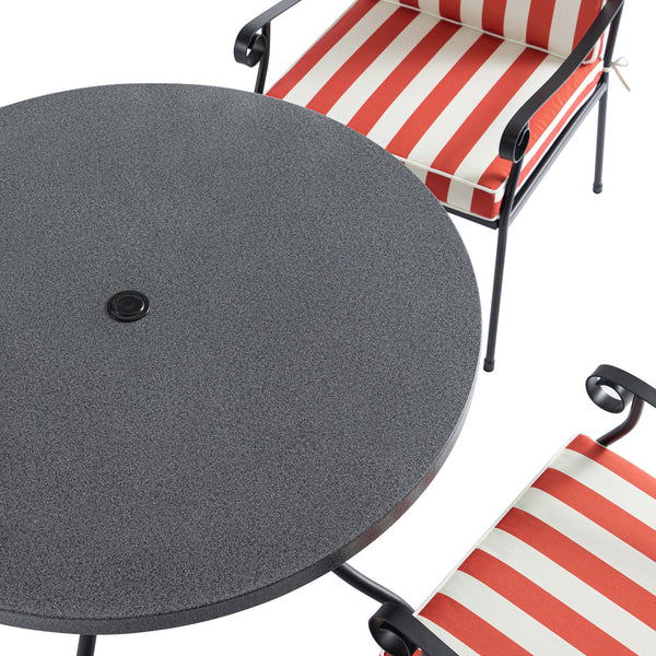 Haymes Indoor and Outdoor Metal 4 - Seater Round Dining Set, Scarlet Stripe - daals