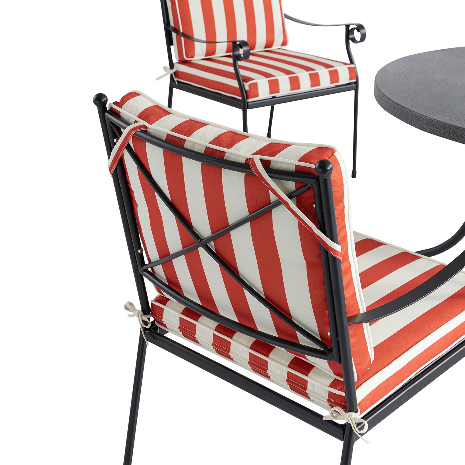 Haymes Indoor and Outdoor Metal 4-Seater Round Dining Set, Scarlet Stripe