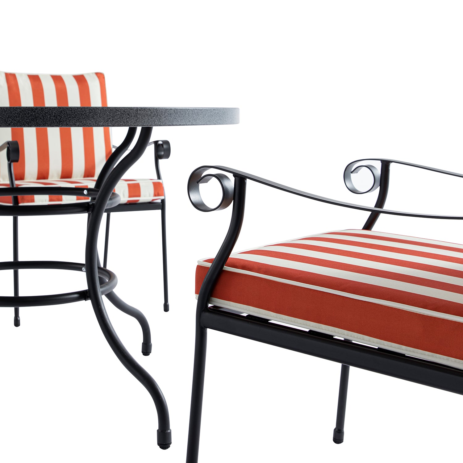Haymes Indoor and Outdoor Metal 4-Seater Round Dining Set, Scarlet Stripe
