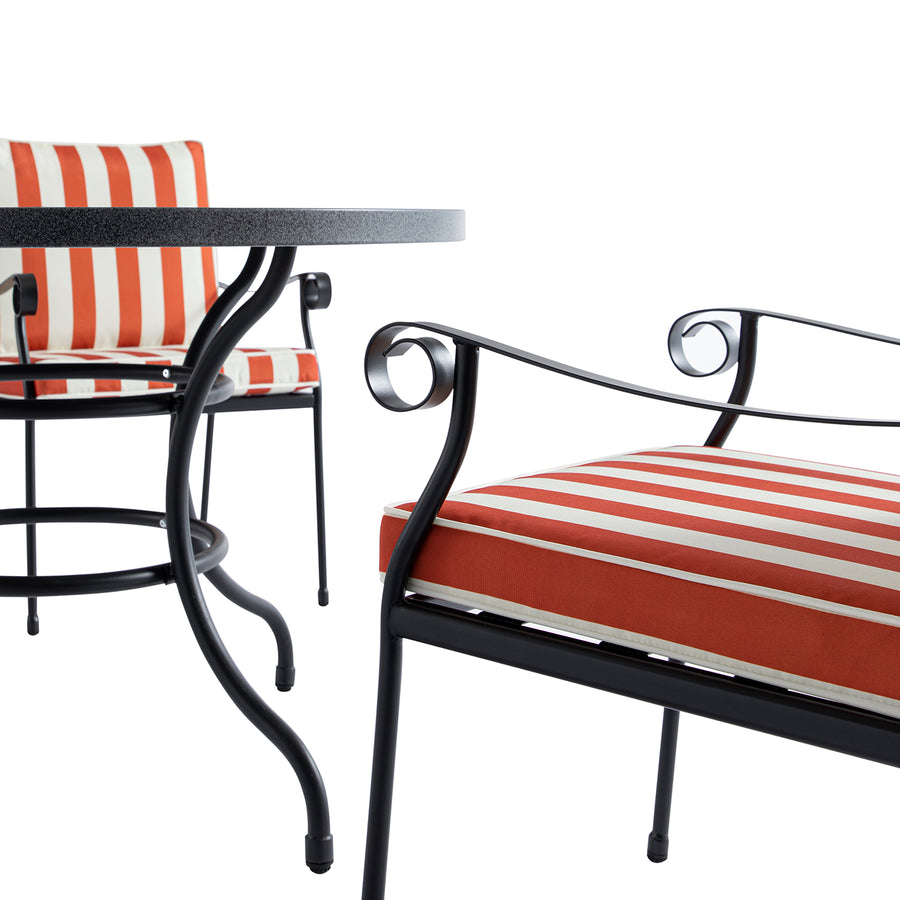 Haymes Indoor and Outdoor Metal 4-Seater Round Dining Set, Scarlet Stripe