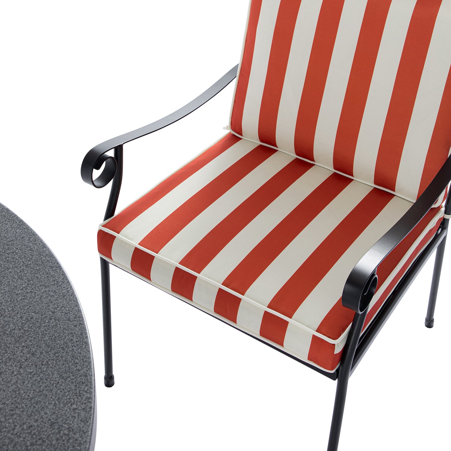 Haymes Indoor and Outdoor Metal 4-Seater Round Dining Set, Scarlet Stripe