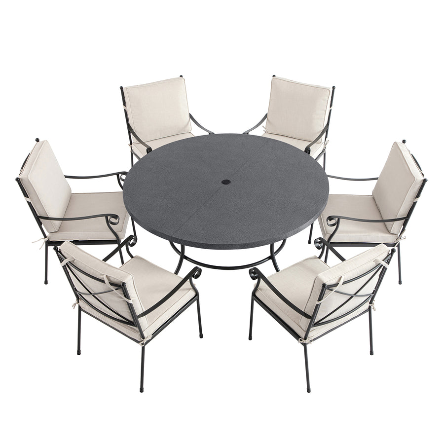 Haymes Indoor and Outdoor Metal 6 - Seater Round Dining Set, Beige - daals