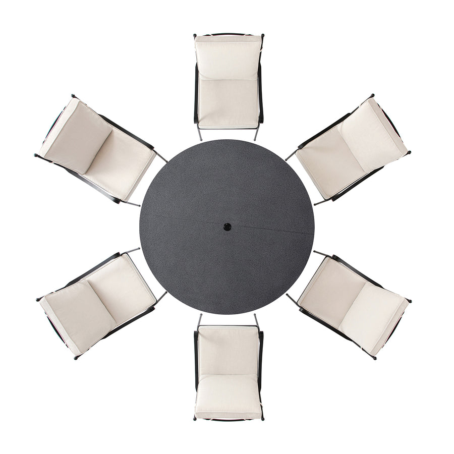 Haymes Indoor and Outdoor Metal 6 - Seater Round Dining Set, Beige - daals