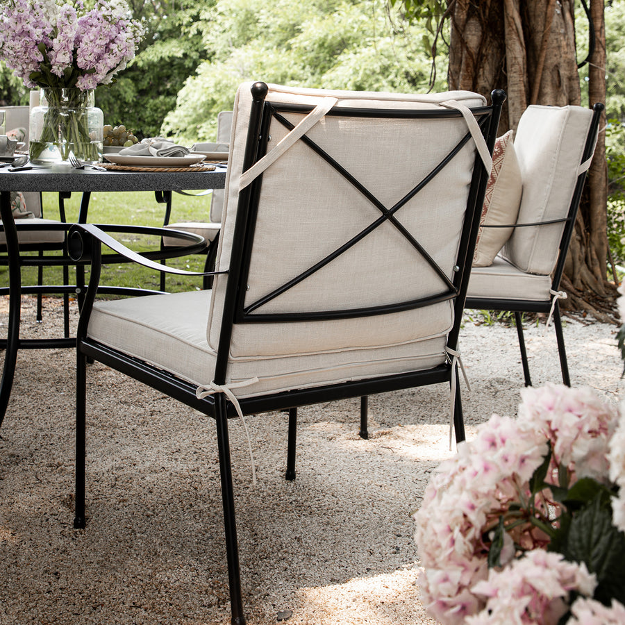Haymes Indoor and Outdoor Metal 6 - Seater Round Dining Set, Beige - daals