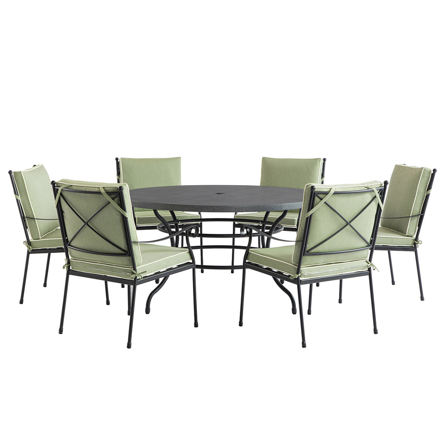 Haymes Indoor and Outdoor Metal 6-Seater Round Dining Set, Reseda Green
