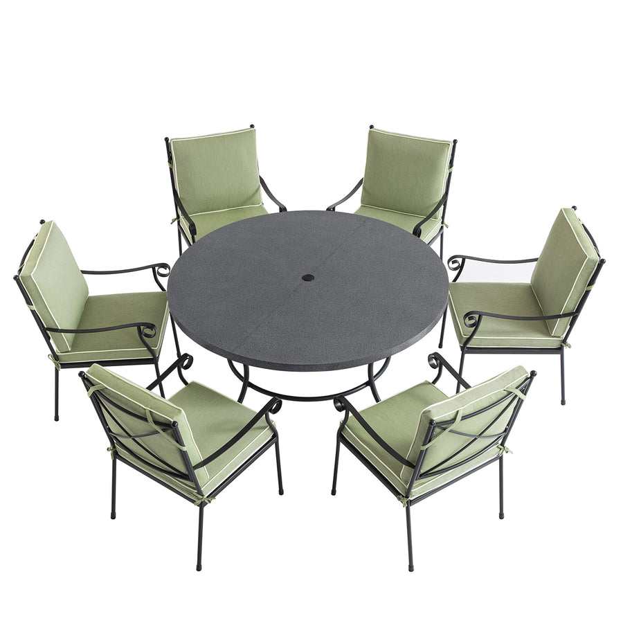 Haymes Indoor and Outdoor Metal 6-Seater Round Dining Set, Reseda Green