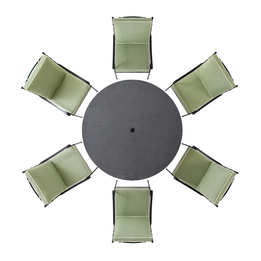 Haymes Indoor and Outdoor Metal 6-Seater Round Dining Set, Reseda Green