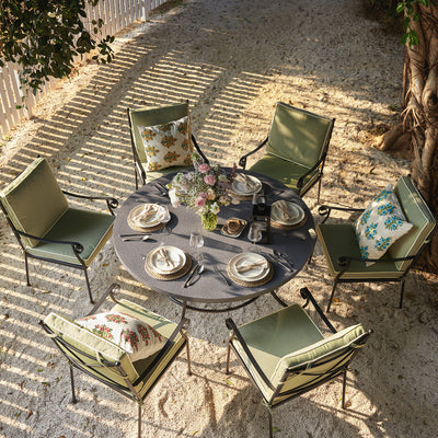 Haymes Indoor and Outdoor Metal 6-Seater Round Dining Set, Reseda Green