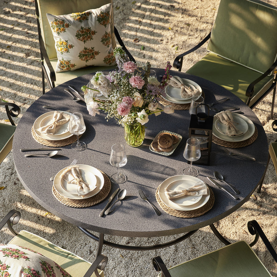 Haymes Indoor and Outdoor Metal 6-Seater Round Dining Set, Reseda Green
