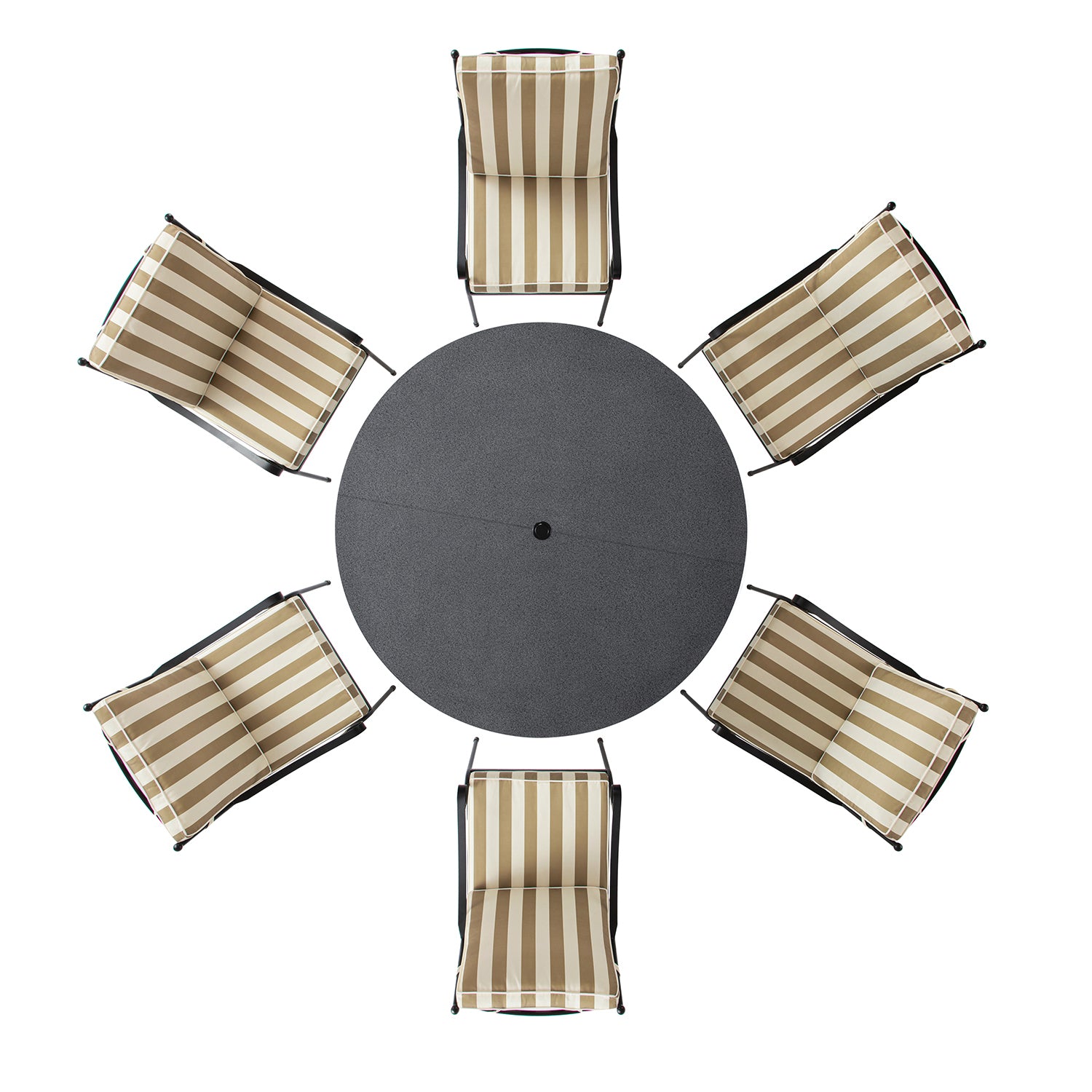 Haymes Indoor and Outdoor Metal 6-Seater Round Dining Set, Khaki Stripe