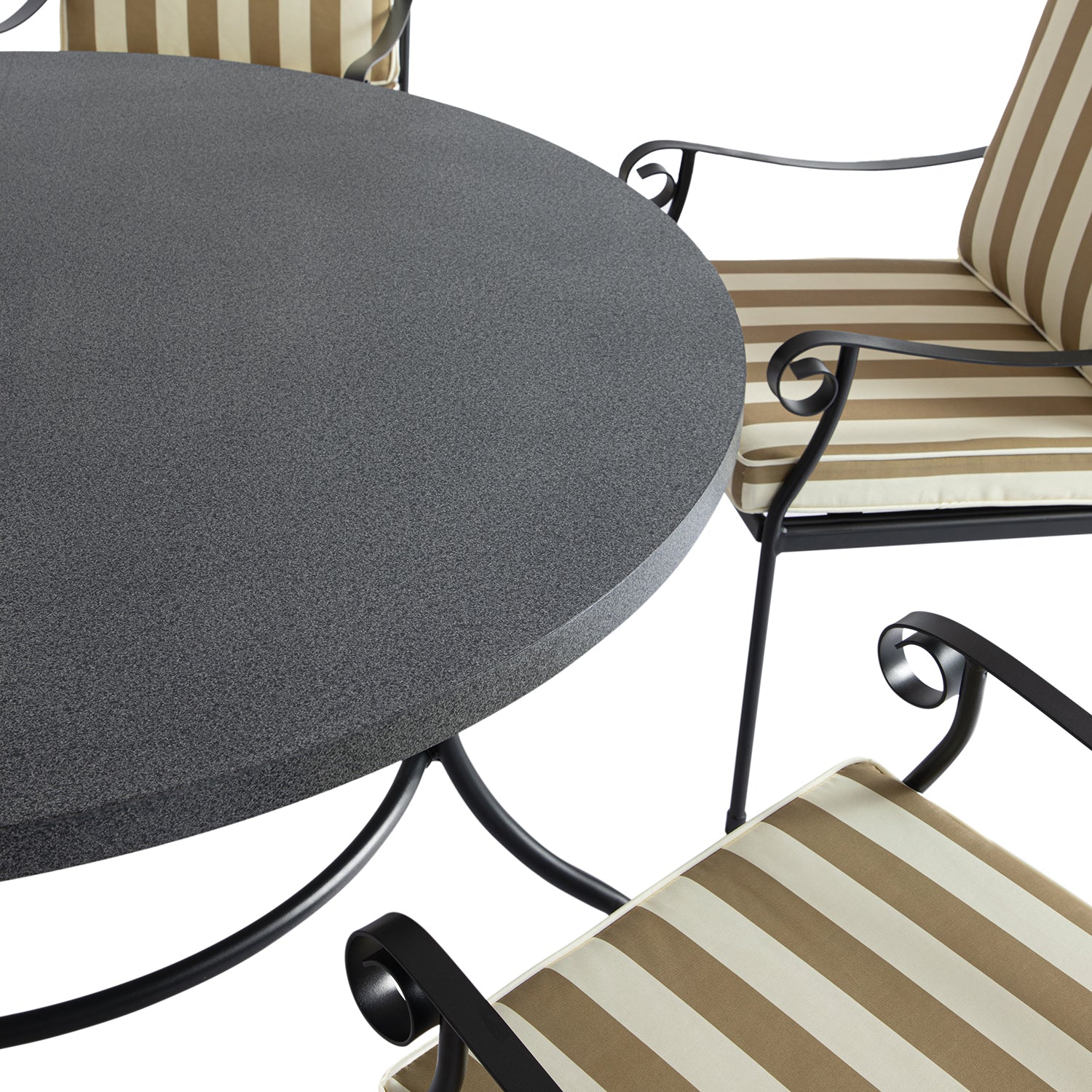 Haymes Indoor and Outdoor Metal 6-Seater Round Dining Set, Khaki Stripe