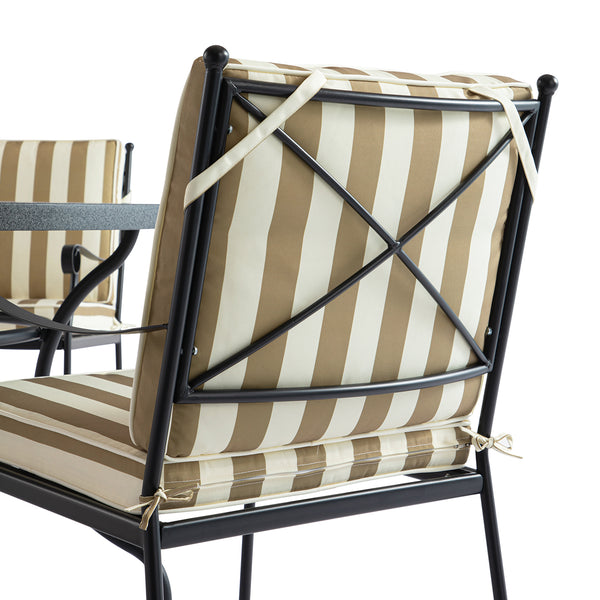 Haymes Indoor and Outdoor Metal 6 - Seater Round Dining Set, Khaki Stripe - daals