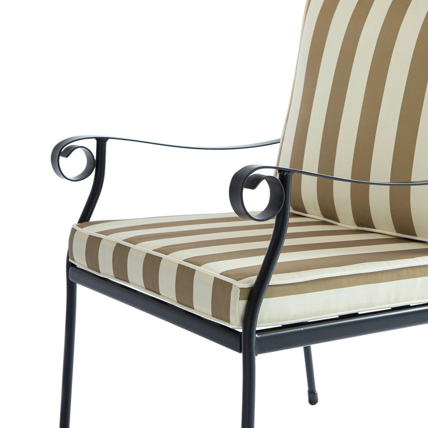 Haymes Indoor and Outdoor Metal 6-Seater Round Dining Set, Khaki Stripe