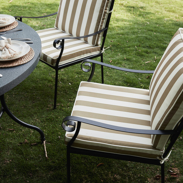 Haymes Indoor and Outdoor Metal 6 - Seater Round Dining Set, Khaki Stripe - daals