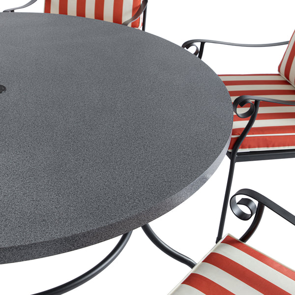 Haymes Indoor and Outdoor Metal 6 - Seater Round Dining Set, Scarlet Stripe - daals