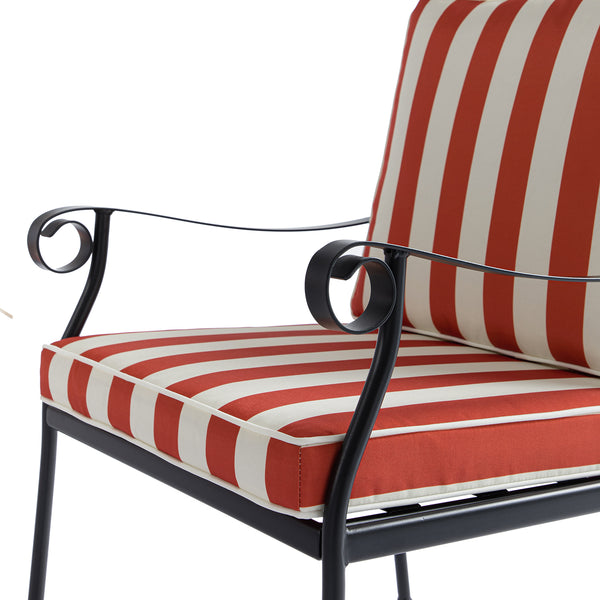Haymes Indoor and Outdoor Metal 6 - Seater Round Dining Set, Scarlet Stripe - daals