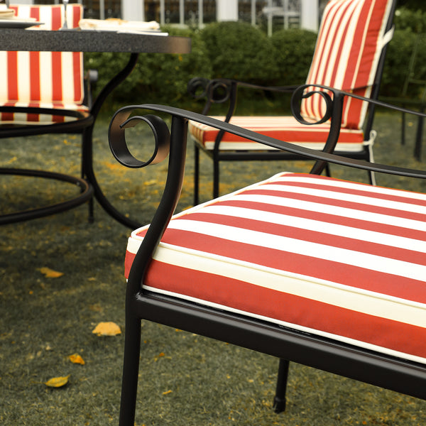 Haymes Indoor and Outdoor Metal 6 - Seater Round Dining Set, Scarlet Stripe - daals