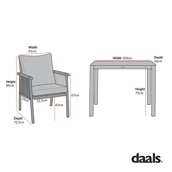Soller Indoor and Outdoor Rope Weave 4-Seater Square Dining Set
