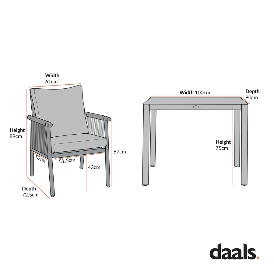 Soller Indoor and Outdoor Rope Weave 4-Seater Square Dining Set
