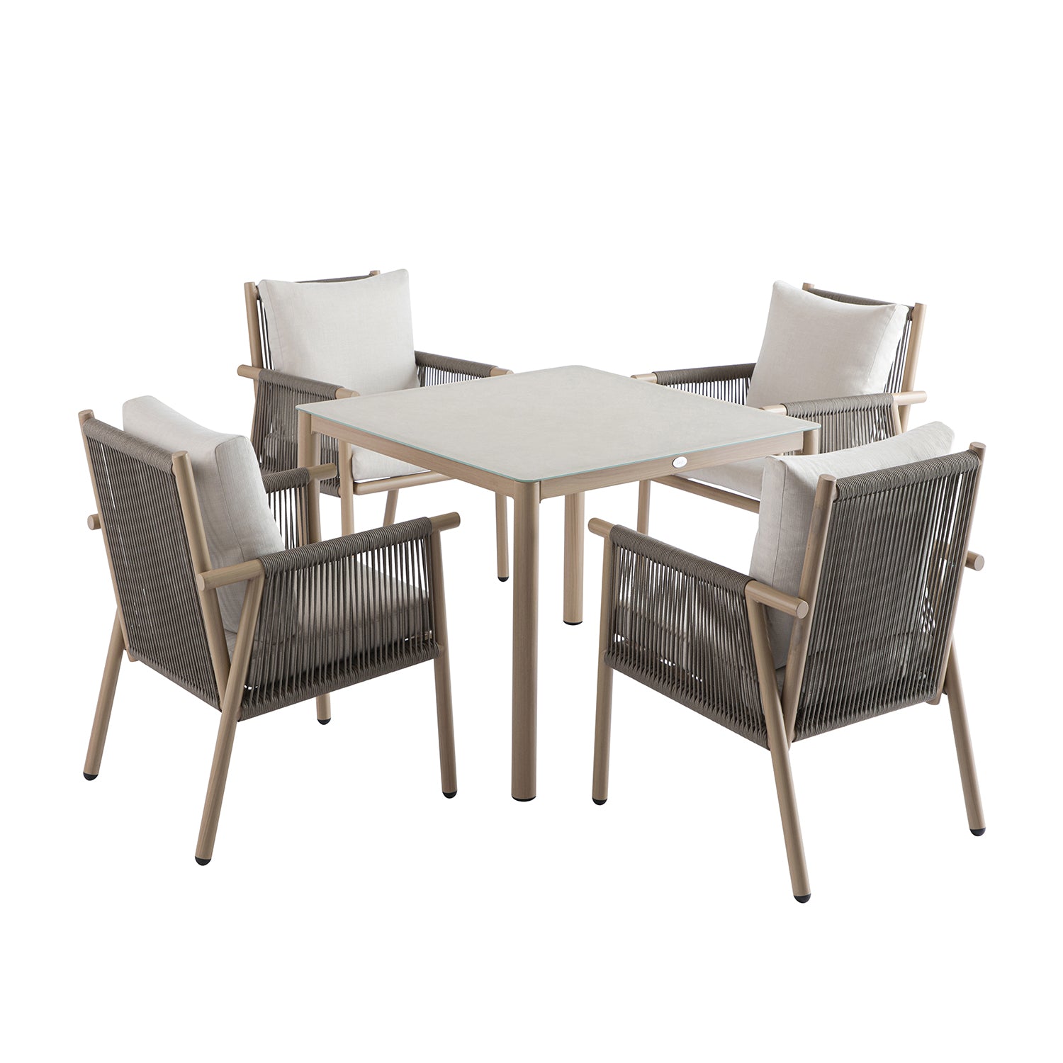 Soller Indoor and Outdoor Rope Weave 4-Seater Square Dining Set