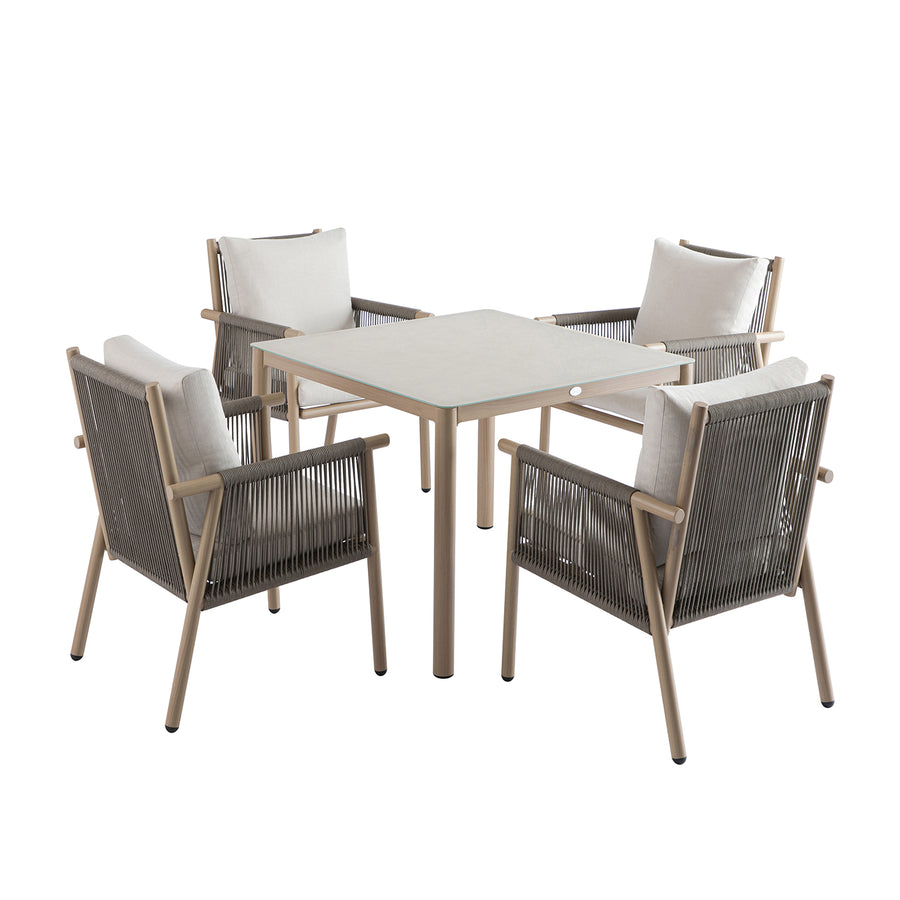 Soller Indoor and Outdoor Rope Weave 4-Seater Square Dining Set