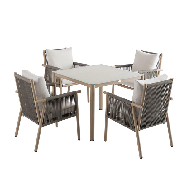 Soller Indoor and Outdoor Rope Weave 4 - Seater Square Dining Set - daals