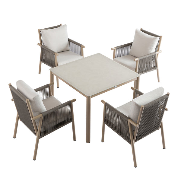 Soller Indoor and Outdoor Rope Weave 4 - Seater Square Dining Set - daals