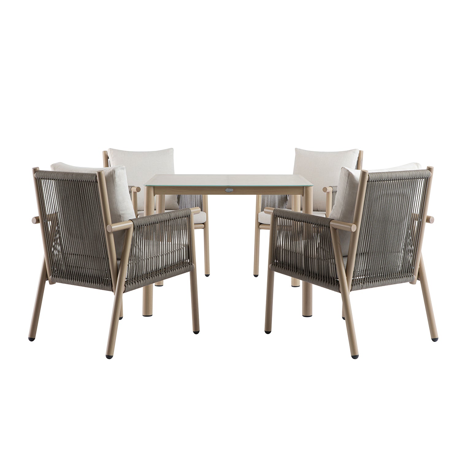 Soller Indoor and Outdoor Rope Weave 4-Seater Square Dining Set