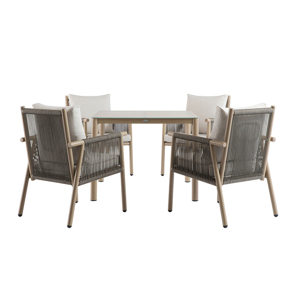 Soller Indoor and Outdoor Rope Weave 4 - Seater Square Dining Set - daals