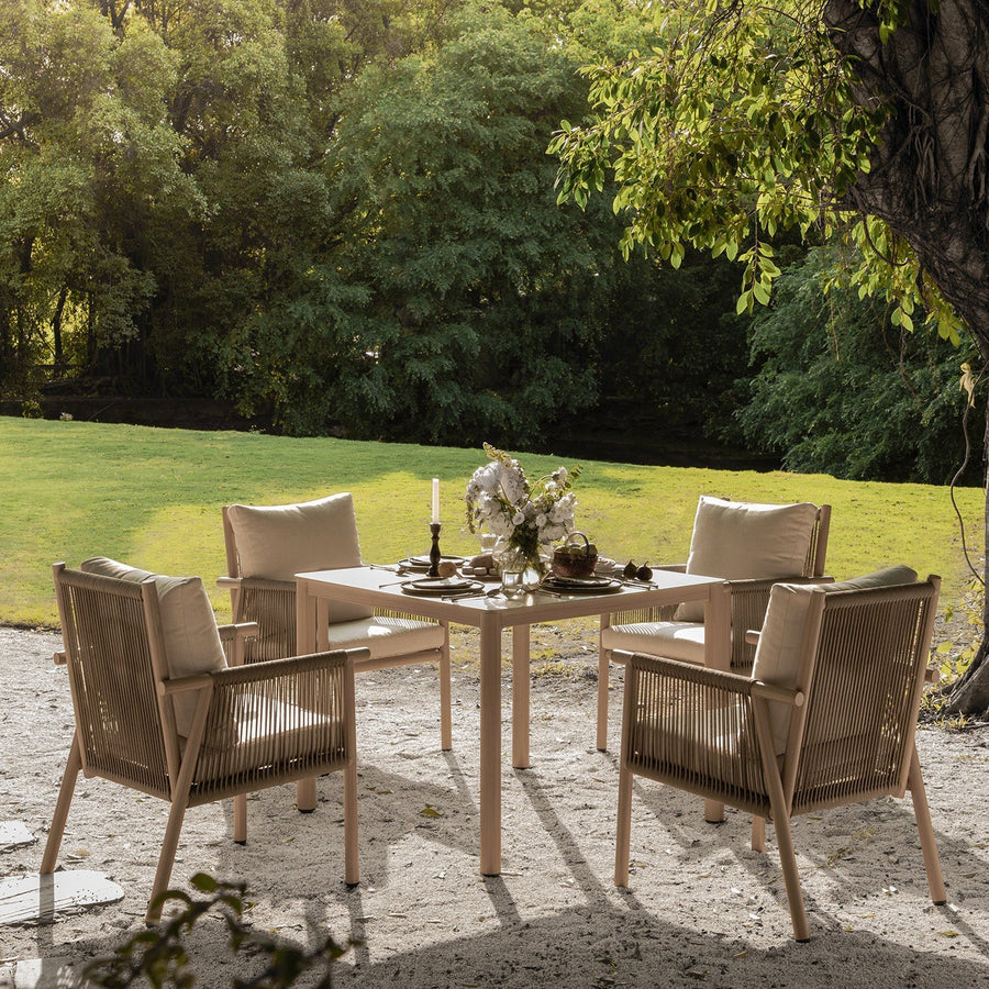 Soller Indoor and Outdoor Rope Weave 4-Seater Square Dining Set