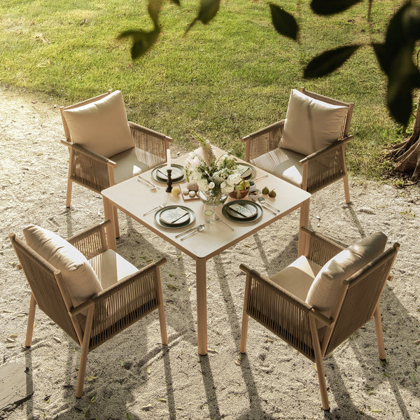 Soller Indoor and Outdoor Rope Weave 4 - Seater Square Dining Set - daals