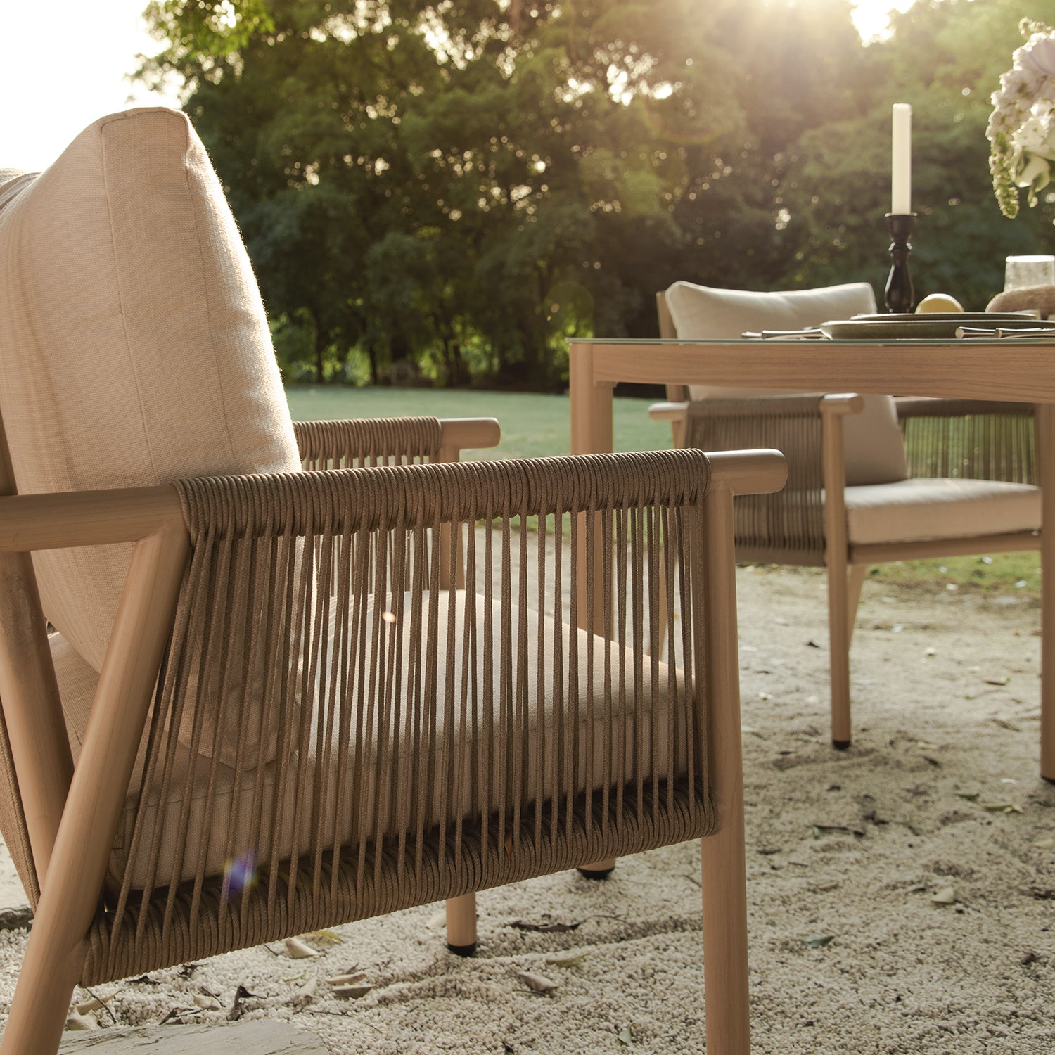 Soller Indoor and Outdoor Rope Weave 4-Seater Square Dining Set