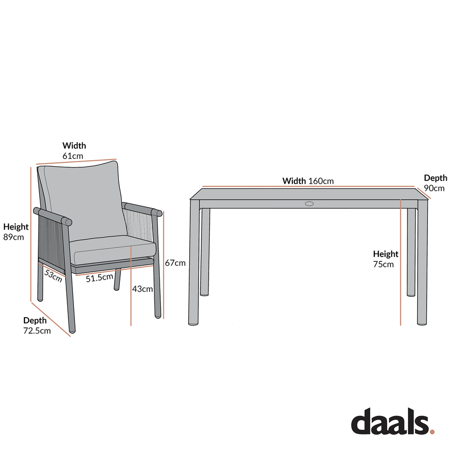 Soller Indoor and Outdoor Rope Weave 6-Seater Rectangular Dining Set