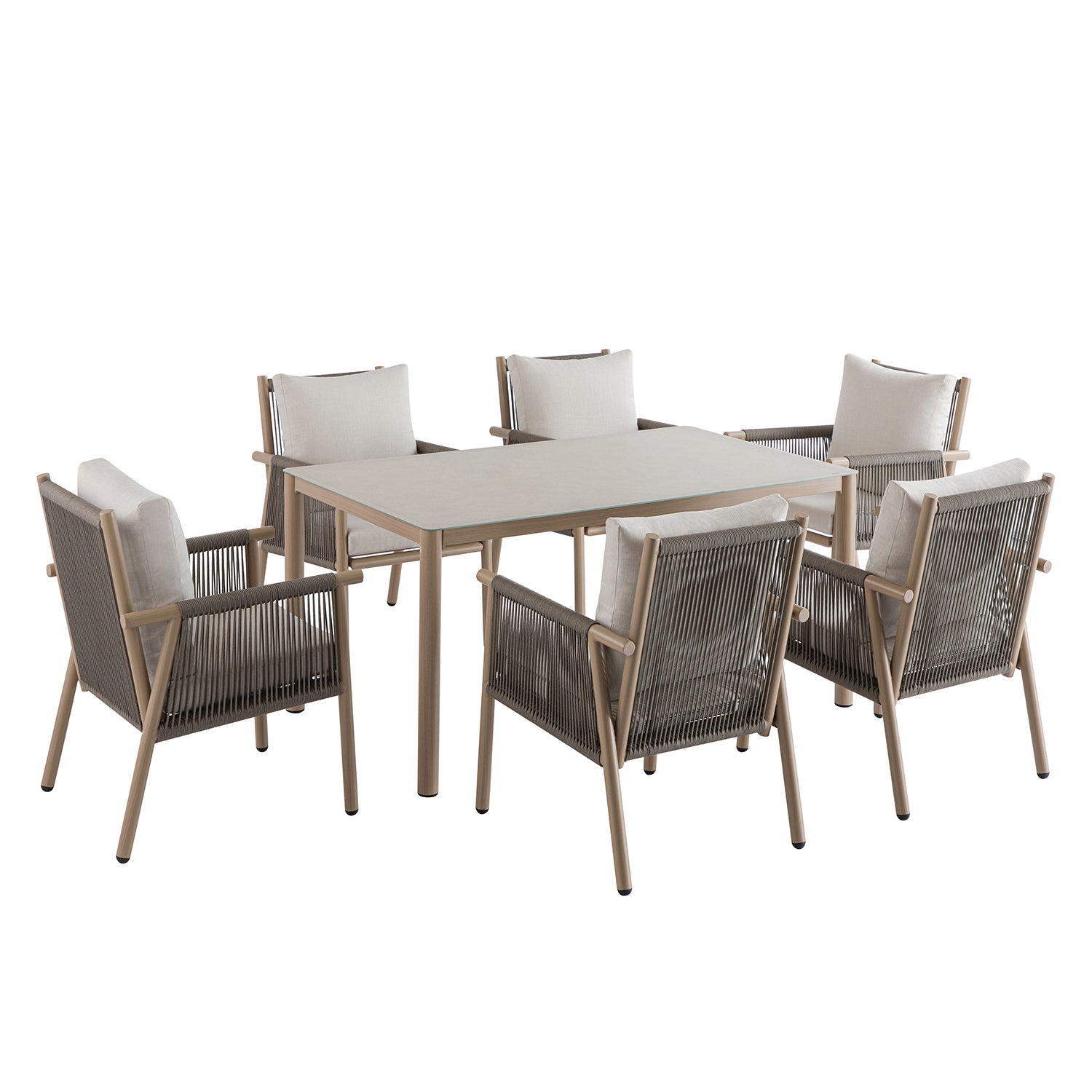Soller Indoor and Outdoor Rope Weave 6-Seater Rectangular Dining Set