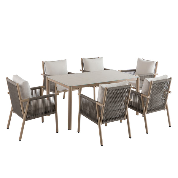Soller Indoor and Outdoor Rope Weave 6 - Seater Rectangular Dining Set - daals