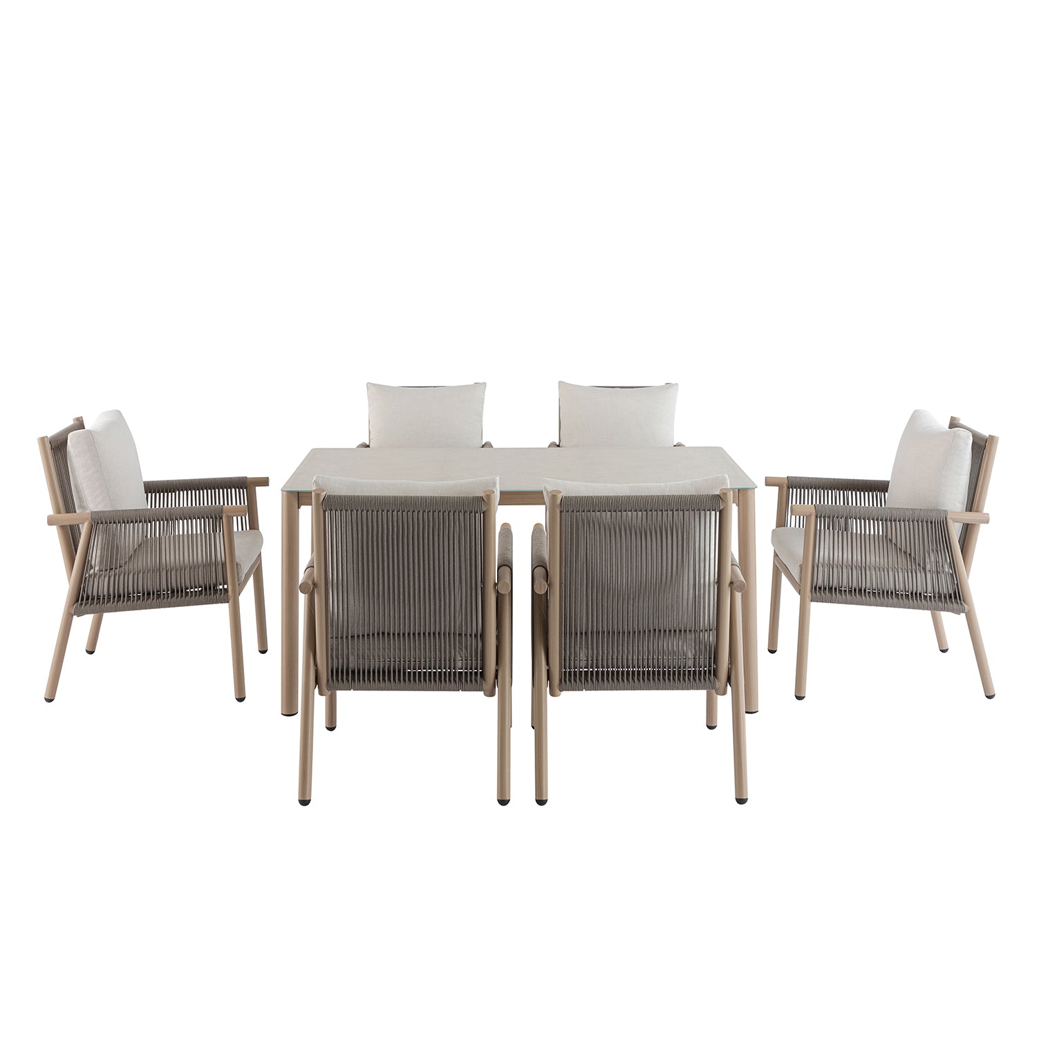 Soller Indoor and Outdoor Rope Weave 6-Seater Rectangular Dining Set