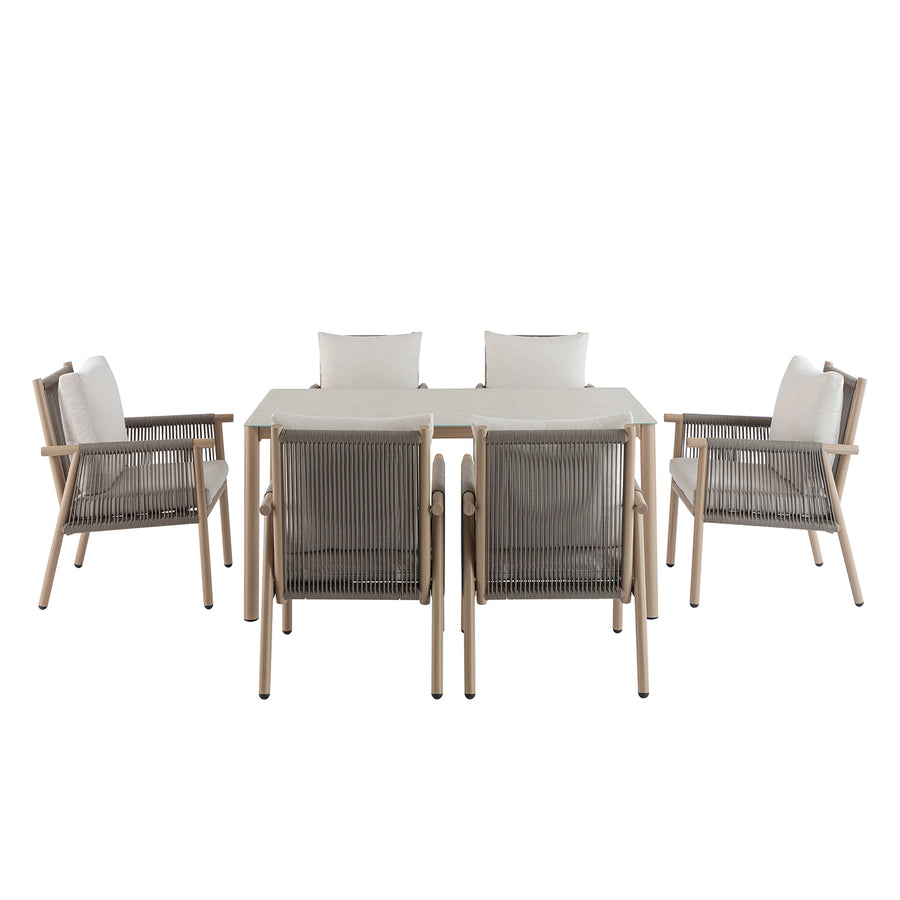 Soller Indoor and Outdoor Rope Weave 6-Seater Rectangular Dining Set