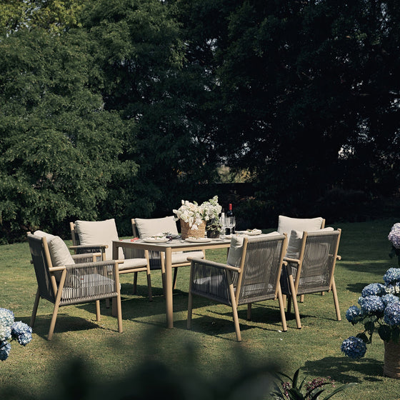 Soller Indoor and Outdoor Rope Weave 6-Seater Rectangular Dining Set