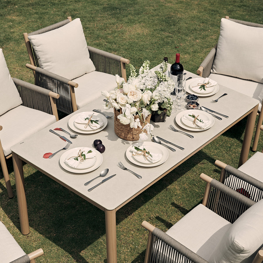 Soller Indoor and Outdoor Rope Weave 6-Seater Rectangular Dining Set