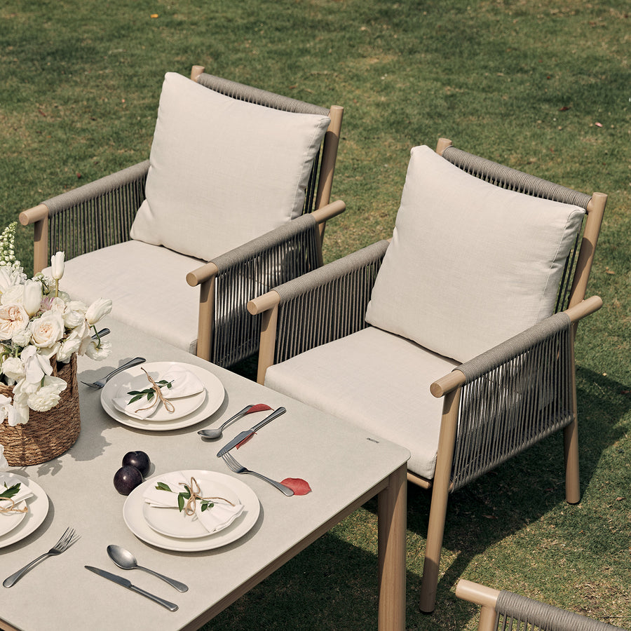 Soller Indoor and Outdoor Rope Weave 6-Seater Rectangular Dining Set