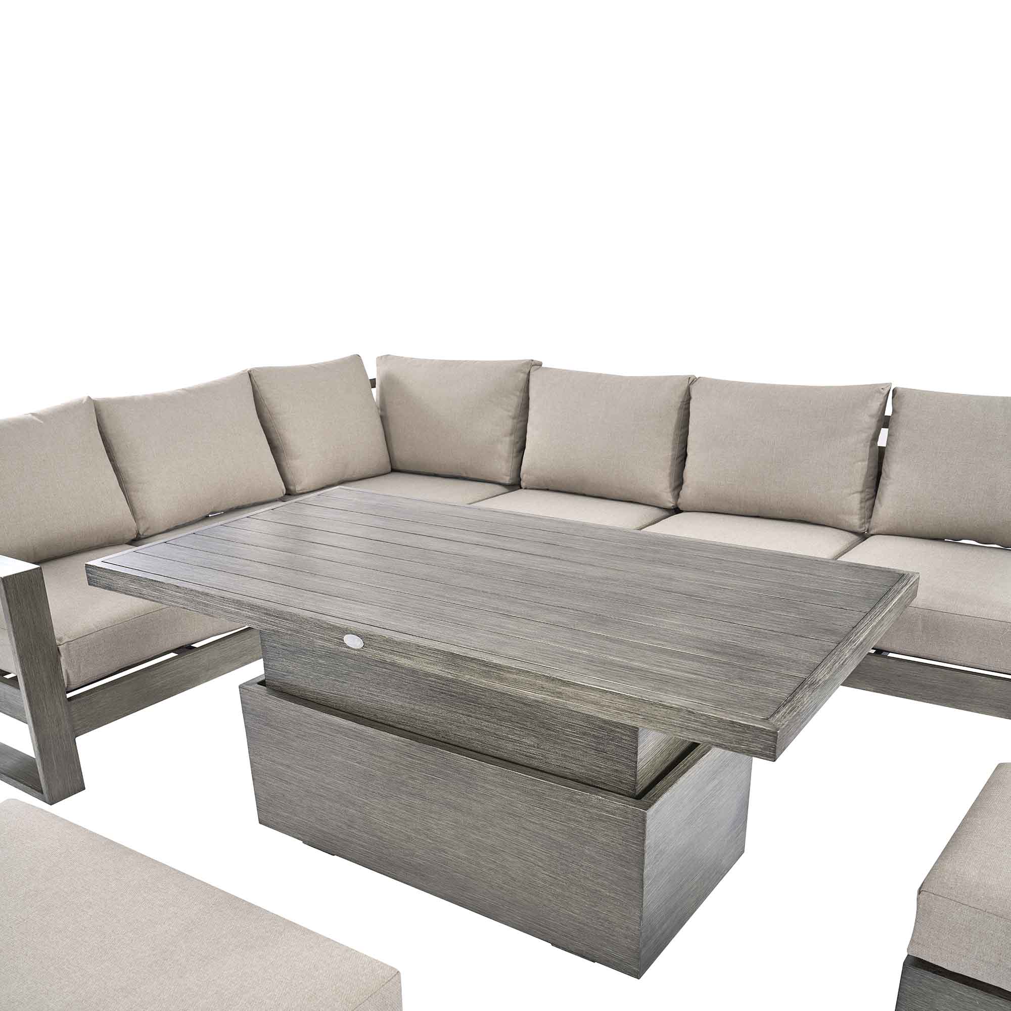 Massive Rising Table Montrose Aluminium Large Corner Casual Dining Set with Rising Table, B ...