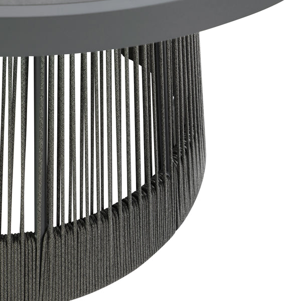 Pedra Rope and Aluminium Outdoor 4-Seater Round Dining Set, Grey