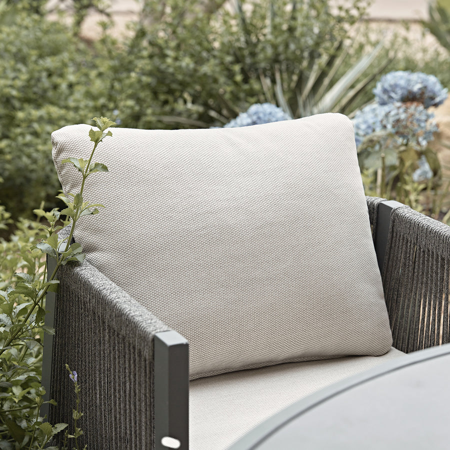 Pedra Rope and Aluminium Outdoor 4-Seater Round Dining Set, Grey