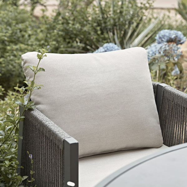 Pedra Rope and Aluminium Outdoor 4 - Seater Round Dining Set, Grey - daals