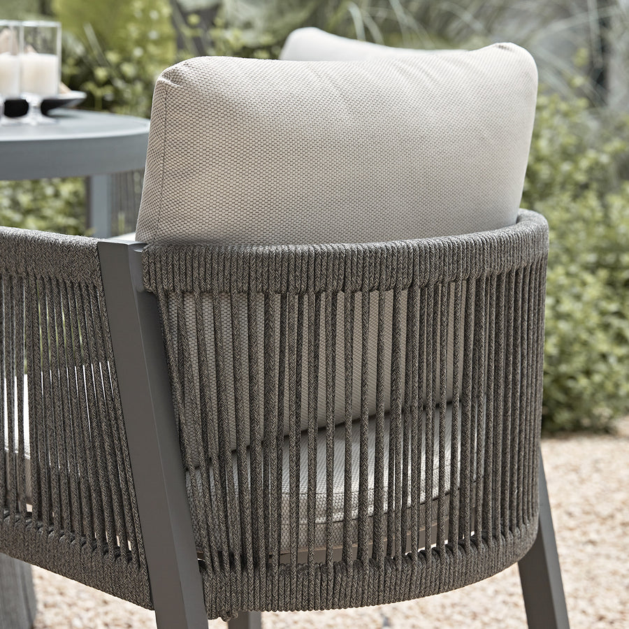 Pedra Rope and Aluminium Outdoor 4-Seater Round Dining Set, Grey