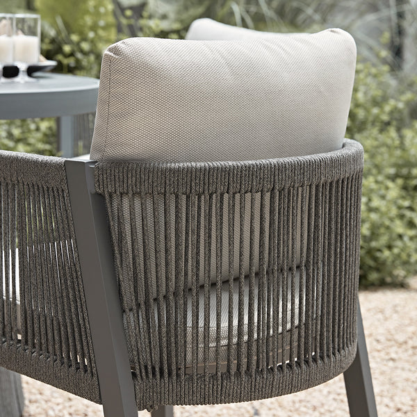 Pedra Rope and Aluminium Outdoor 4 - Seater Round Dining Set, Grey - daals