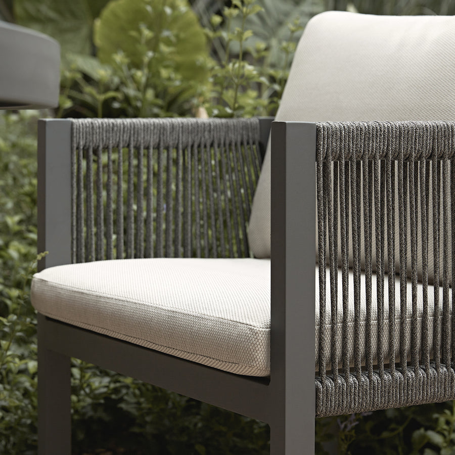 Pedra Rope and Aluminium Outdoor 4-Seater Round Dining Set, Grey
