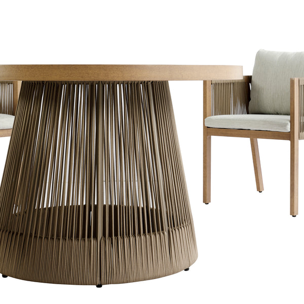 Pedra Rope and Aluminium Outdoor 4-Seater Round Dining Set, Natural
