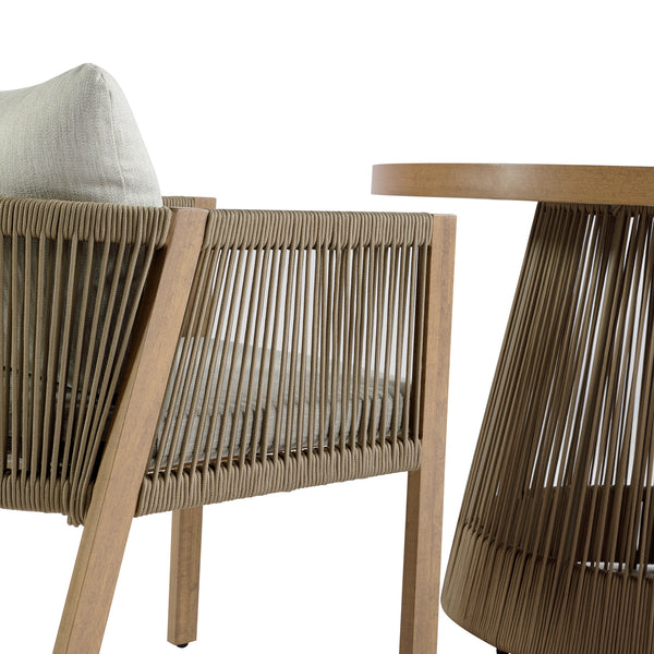 Pedra Rope and Aluminium Outdoor 4-Seater Round Dining Set, Natural