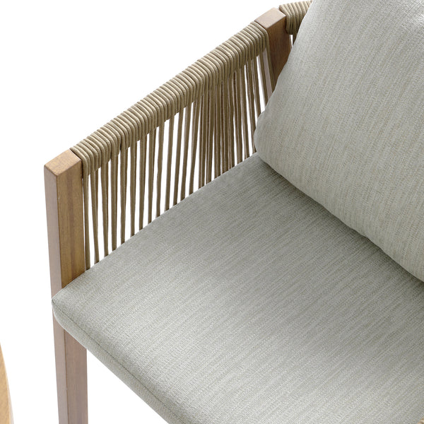 Pedra Rope and Aluminium Outdoor 4-Seater Round Dining Set, Natural